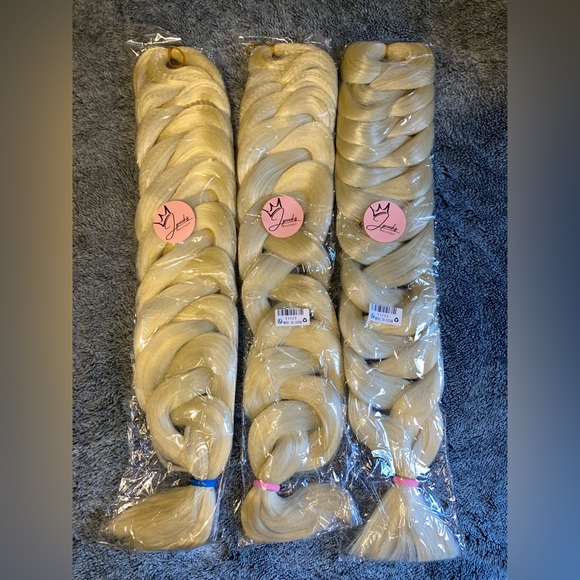 3 Packs 41 Inch Jumbo Braiding Hair Extensions Synthetic (Light Gold) 165g pack - Picture 6 of 6